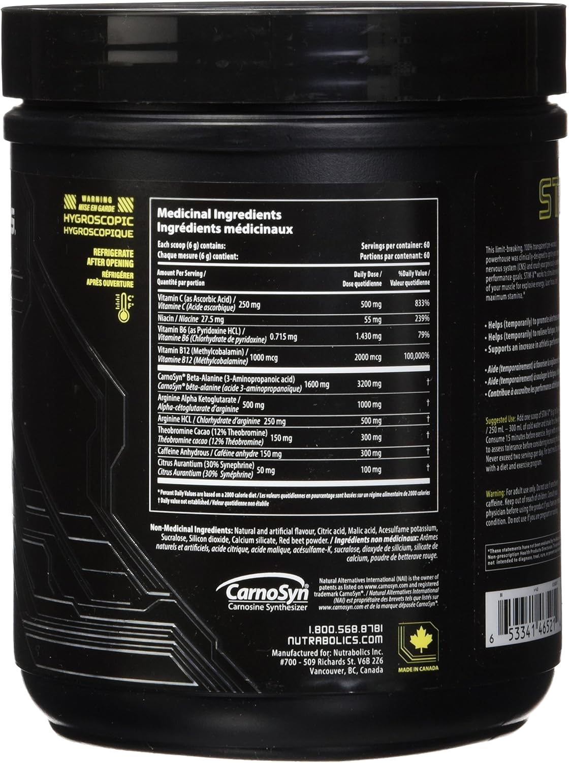 NUTRABOLICS Stim-X 運動前補充劑,糖果爆炸,60 份,360 粒