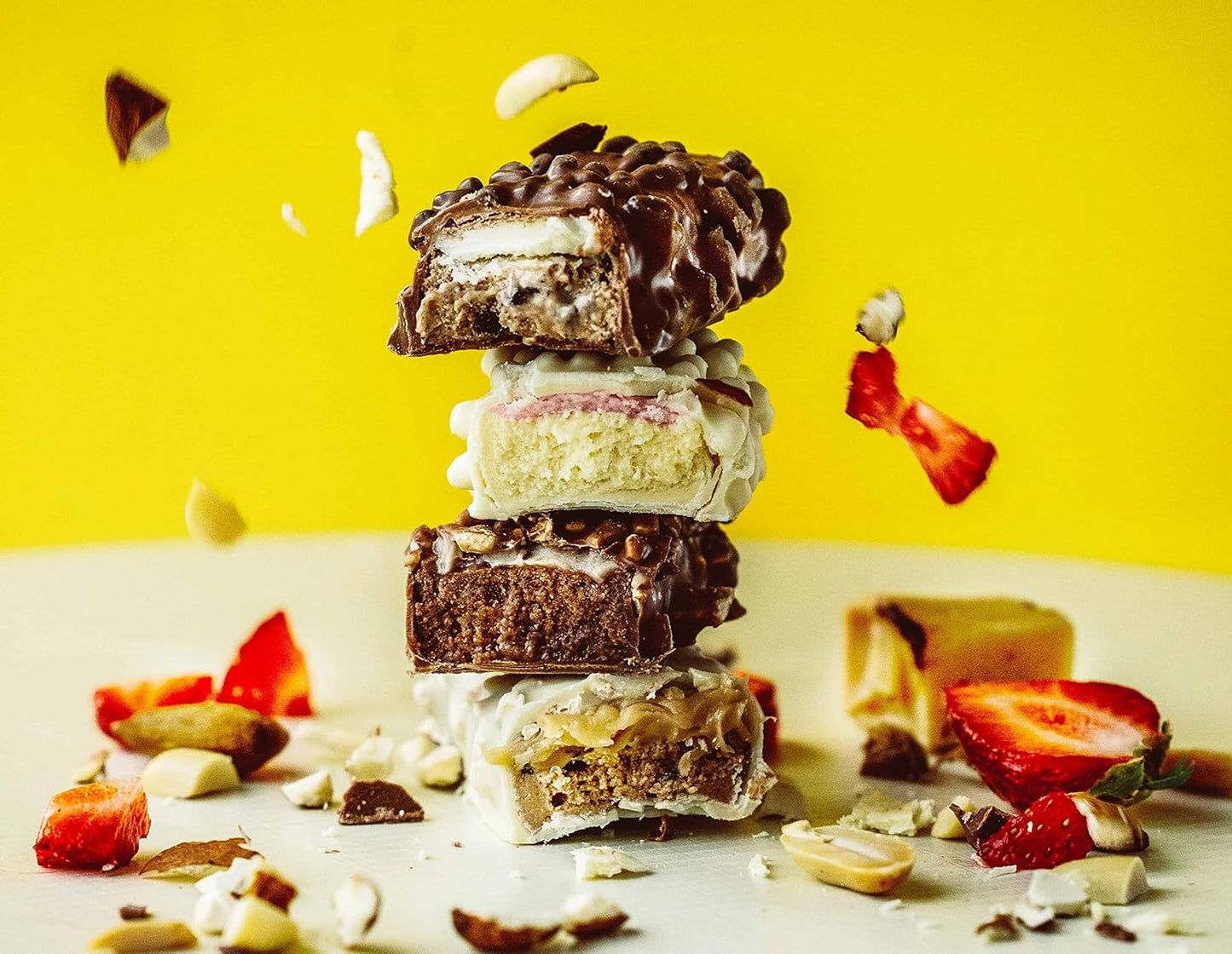 Multipower Protein Layer Bar - White Chocolate Strawberry Flavor - High-Protein Multi-Layer Snack - 50g Bars (18 Pack)