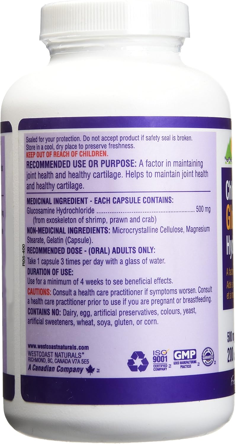 WESTCOAST NATURALS 鹽酸葡萄糖胺膠囊,200 粒