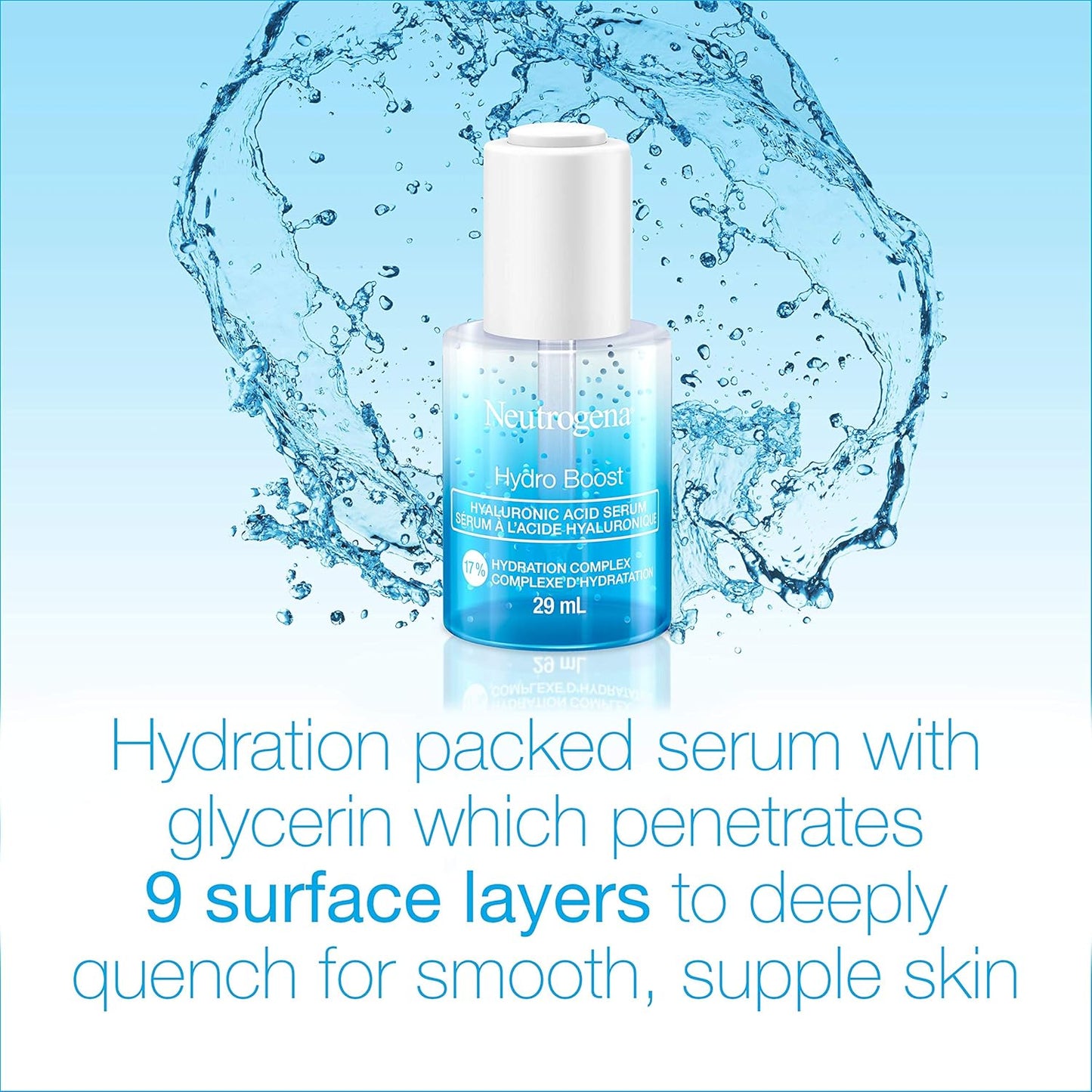 Neutrogena Moisturizer Neutrogena Hydro Boost Hyaluronic Acid Face Serum with Vitamin B5, Glycerin for Moisturized Skin, 29 Milliliters & Hydro Boost Hydrating Cleansing Gel 230mL