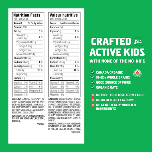 CLIF KID ZBAR, Organic Energy Bars, Family Pack of 12, Individually Wrapped, Iced Oatmeal Cookie, Kids Snacks, Source of Fibre, School Snacks, Non-GMO, 36g each