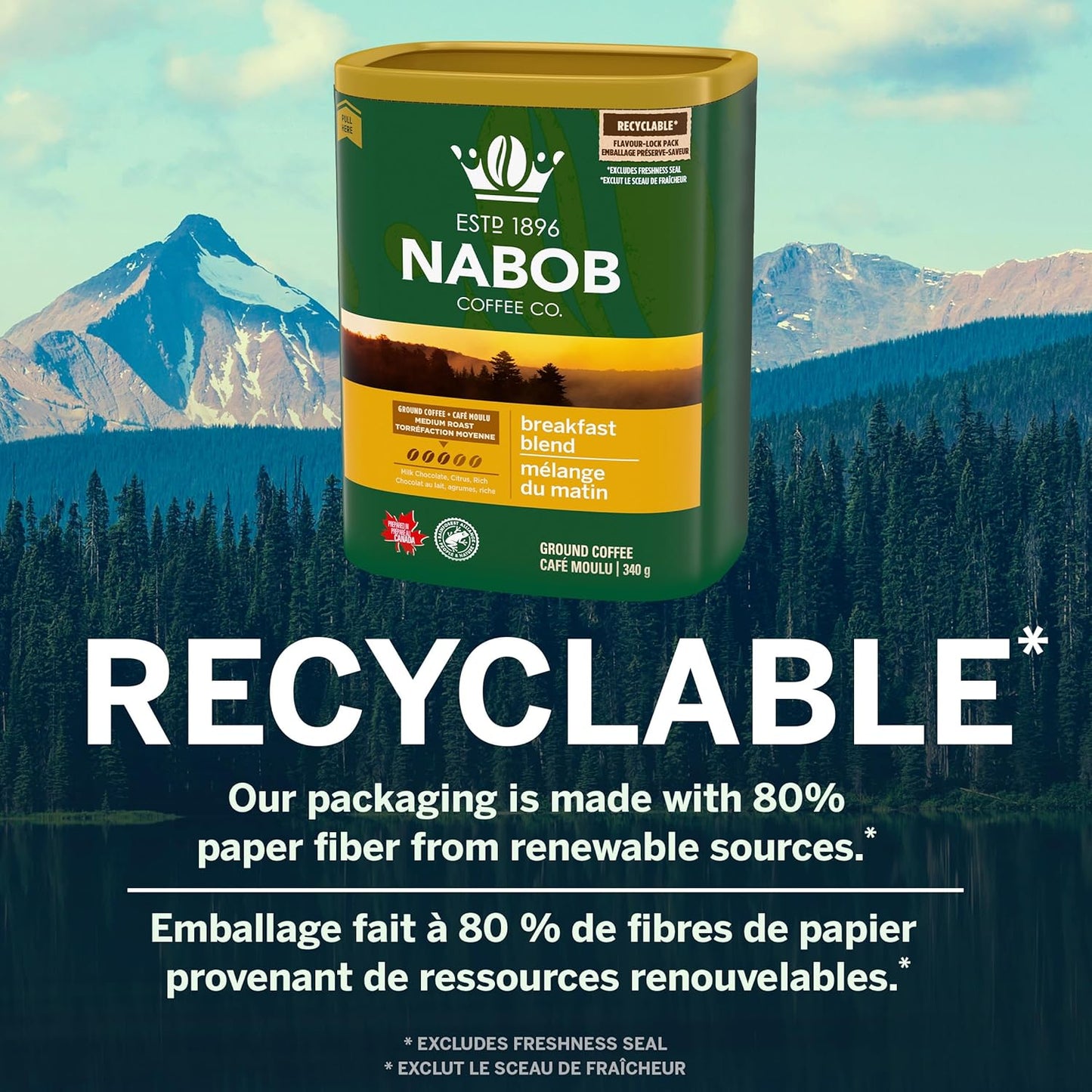 Nabob 中度烘焙早餐混合咖啡粉,340克罐裝