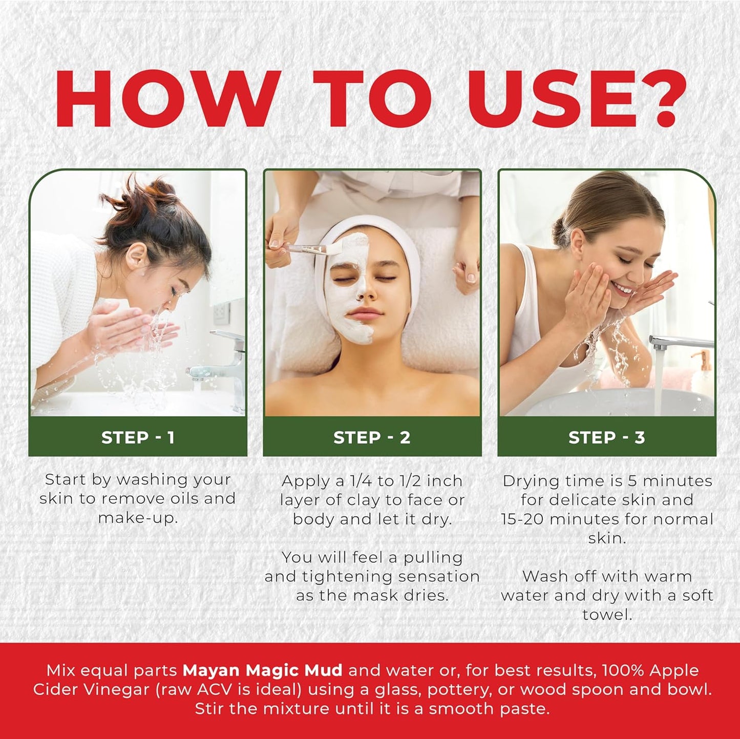 Mayan Magic Mud Powerful Deep Pore Cleansing White Kaolin Clay Cleanser Unisex 16 oz