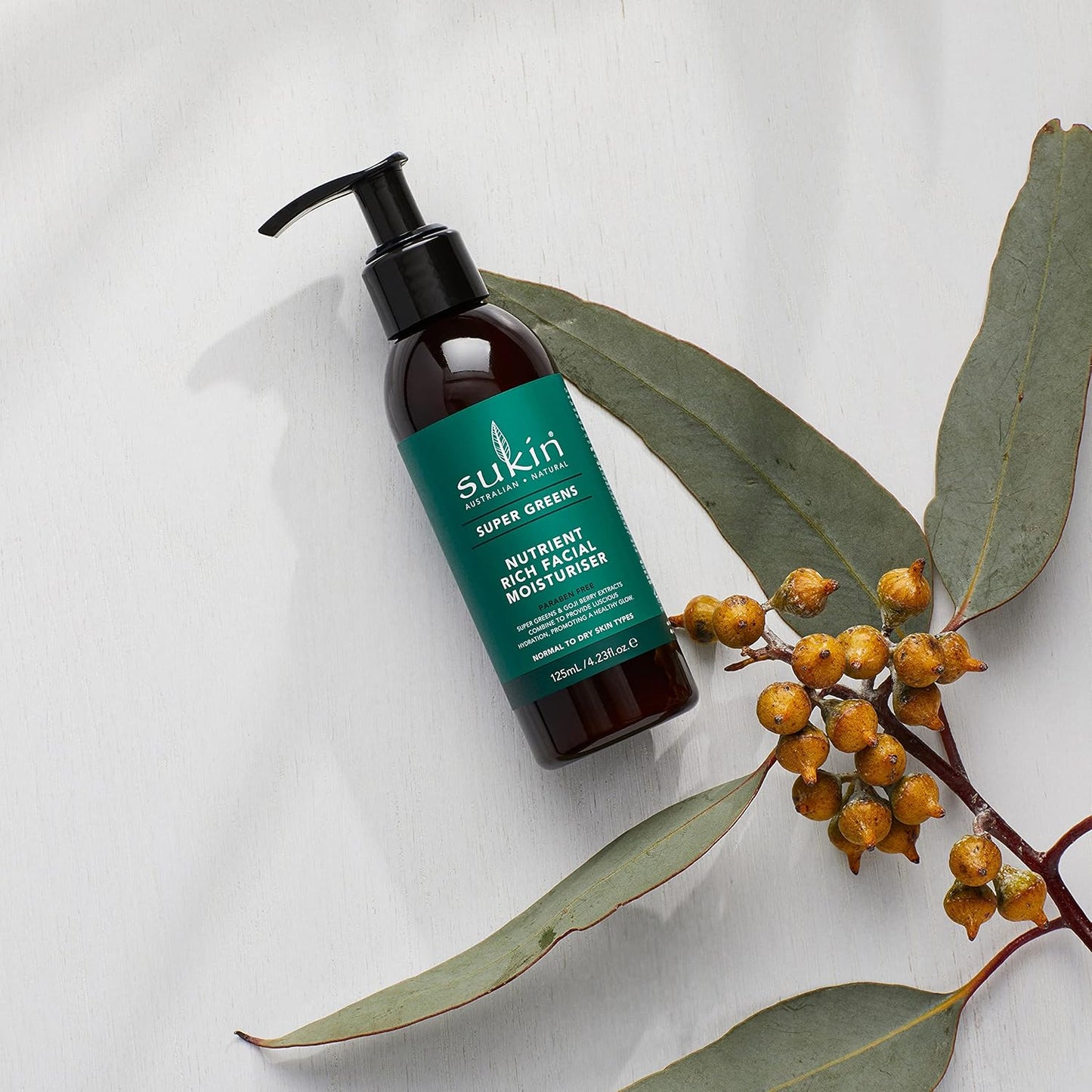 Sukin - Nutrient Rich Facial Moisturiser - Super Greens Range - Promotes a Radiant, Glowing and Healthy Complexion - For Normal to Dry Skin Types - 125 mL