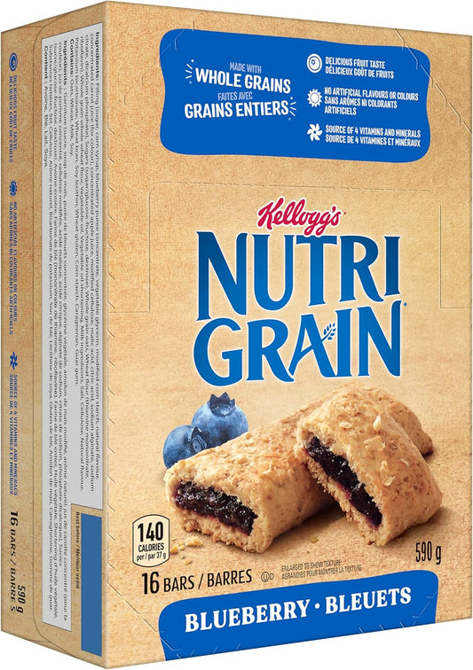 Kellogg's Nutri-Grain Blueberry Flavour 16 Bars, 592g (Pack of 3), 16 Count