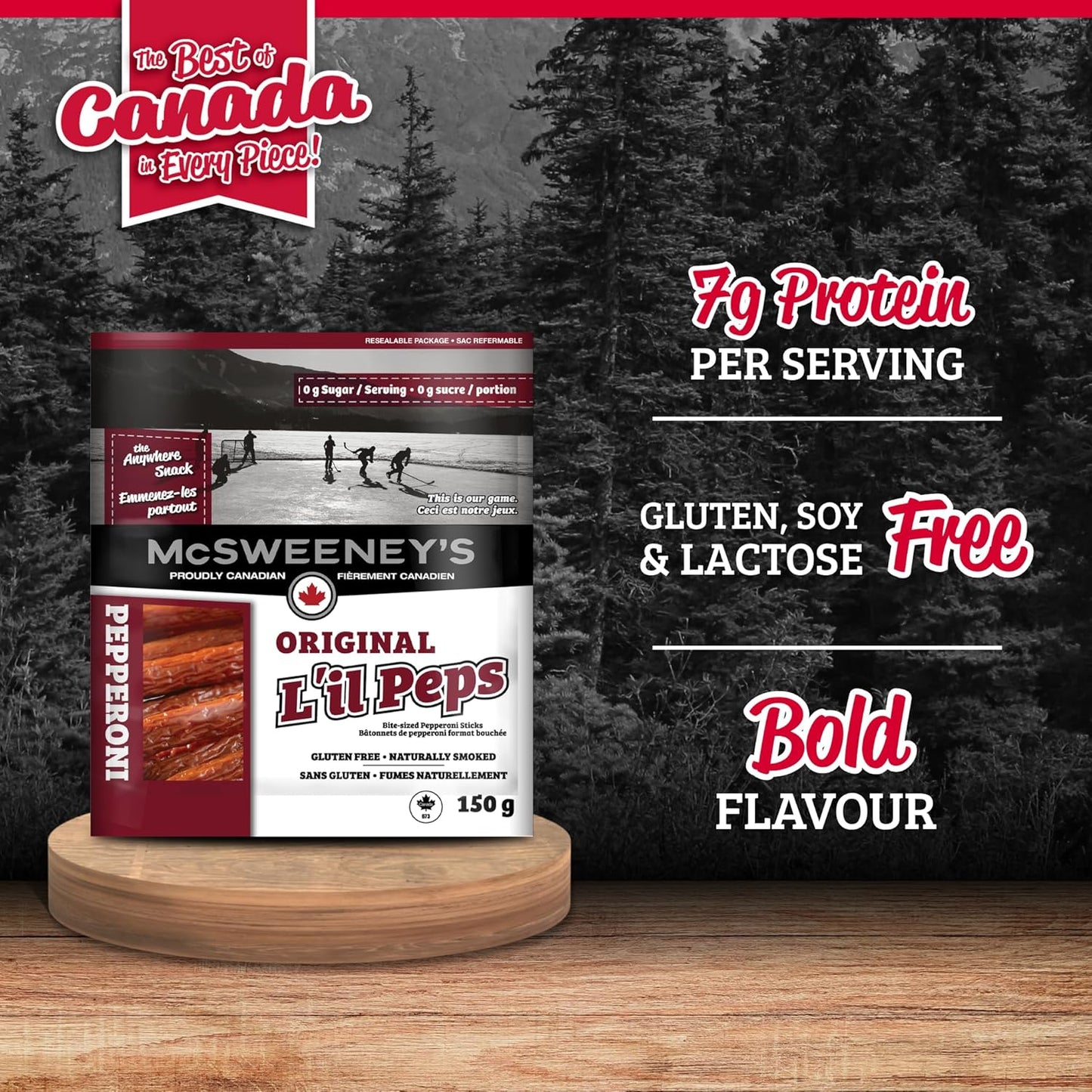 McSweeney's 原味 L'il Peps 干腌意大利辣香肠。100% 加拿大制造,天然烟熏,高蛋白零食,无麸质肉类零食,无需冷藏。150 克(10 包)