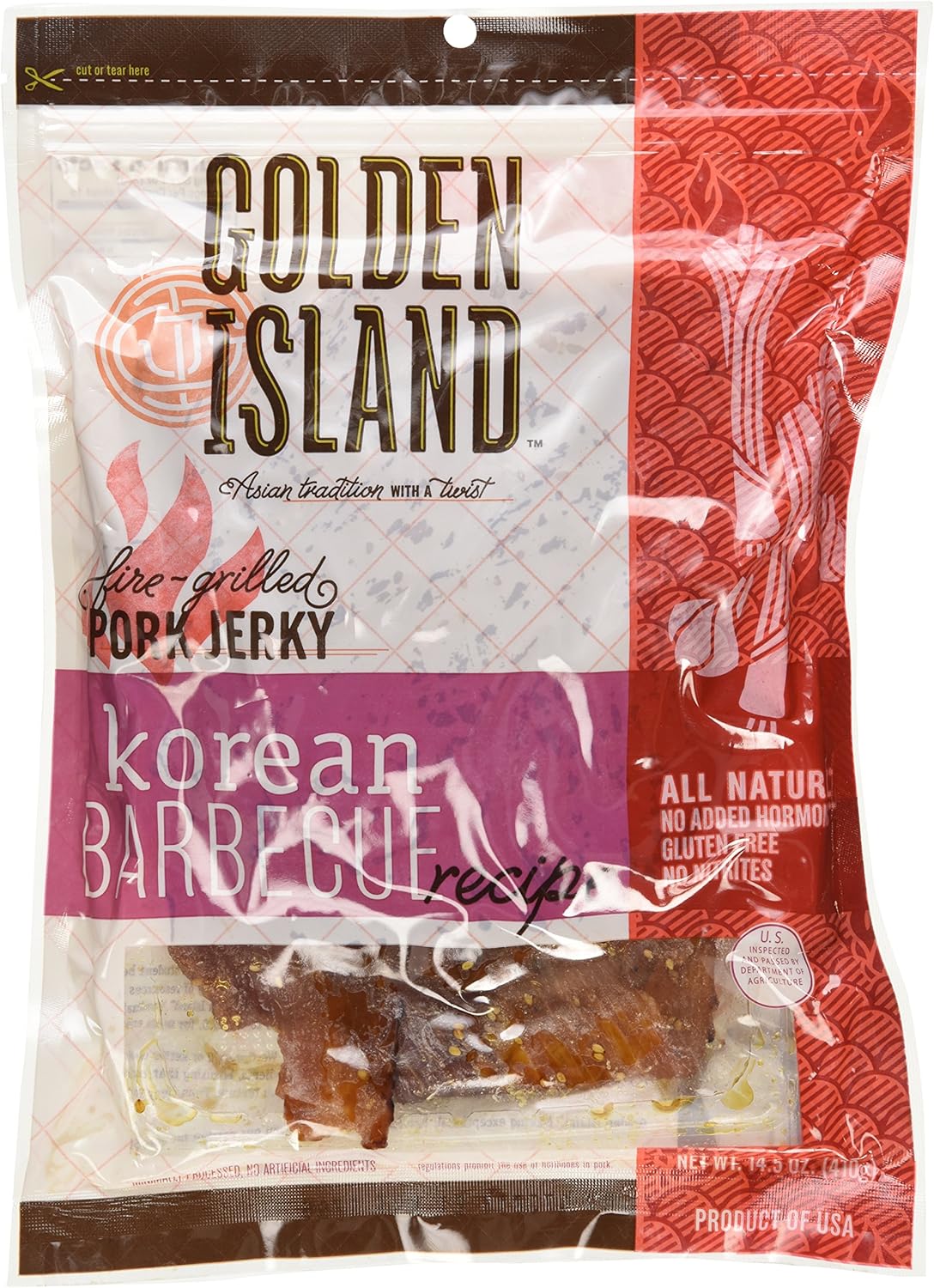 金島天然風味豬肉乾,韓國燒烤配方,14.5盎司