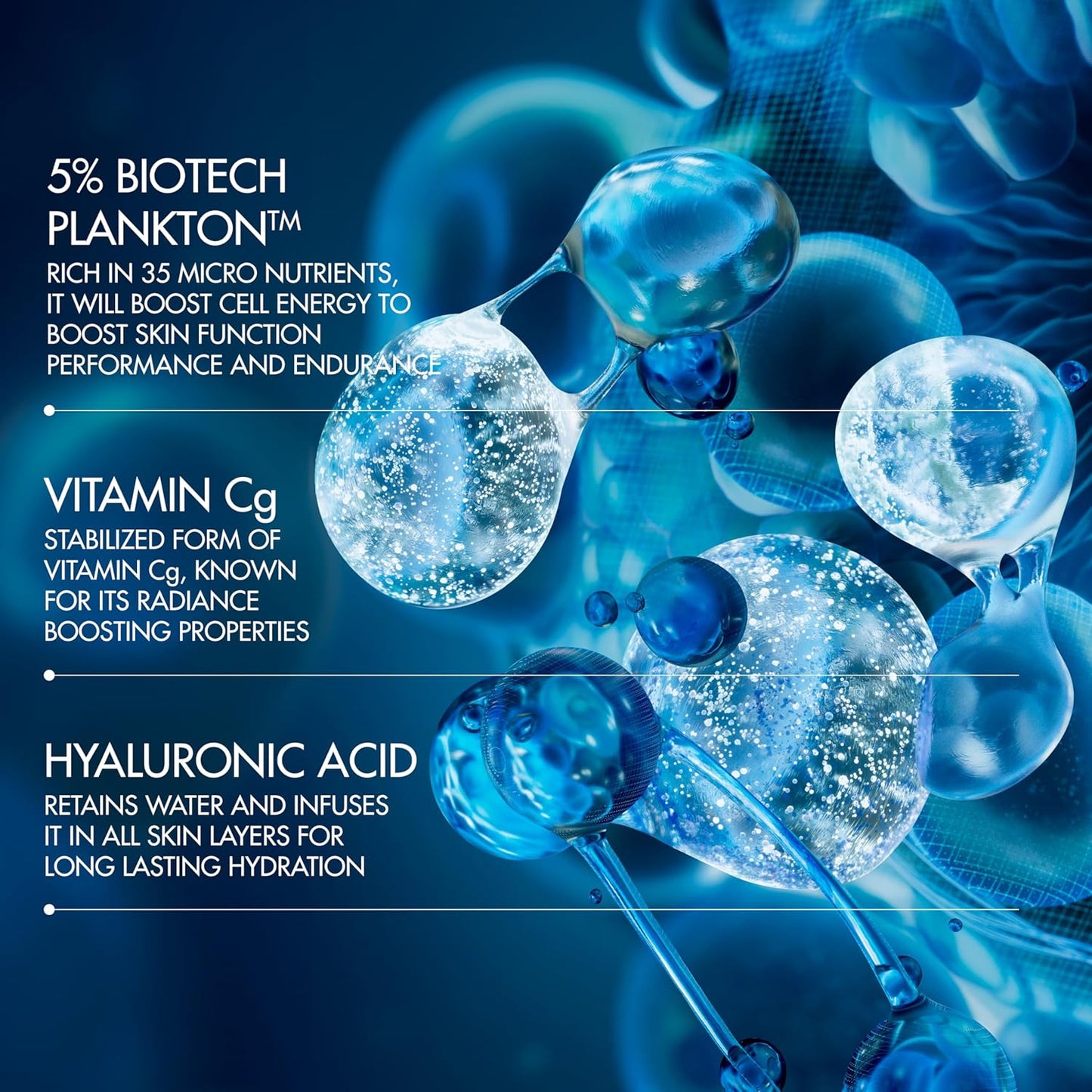 碧欧泉生命浮游生物再生精华,令肌肤光滑亮泽,含维生素 C 和透明质酸