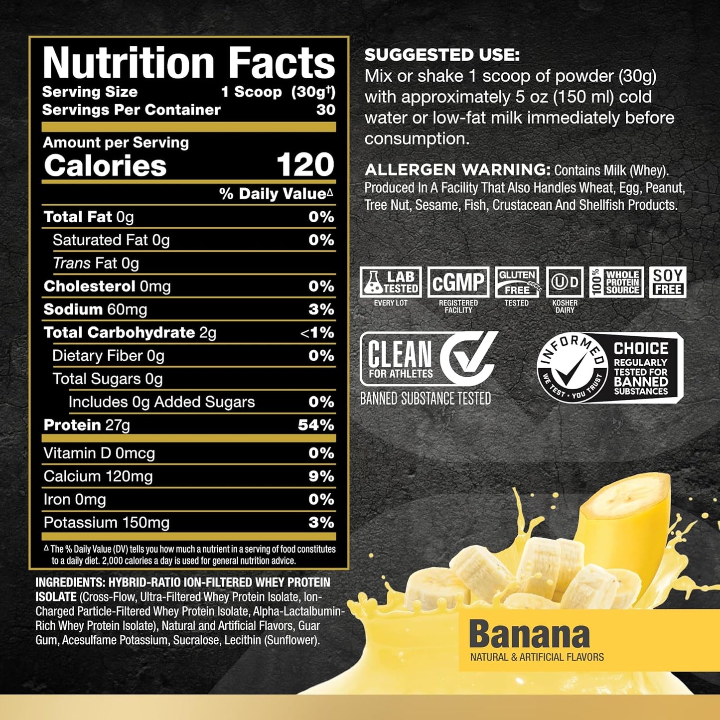 ALLMAX Isoflex 草莓味,2 磅 & ISOFLEX - 100% 超纯乳清分离蛋白 - 香蕉味 - 2 磅