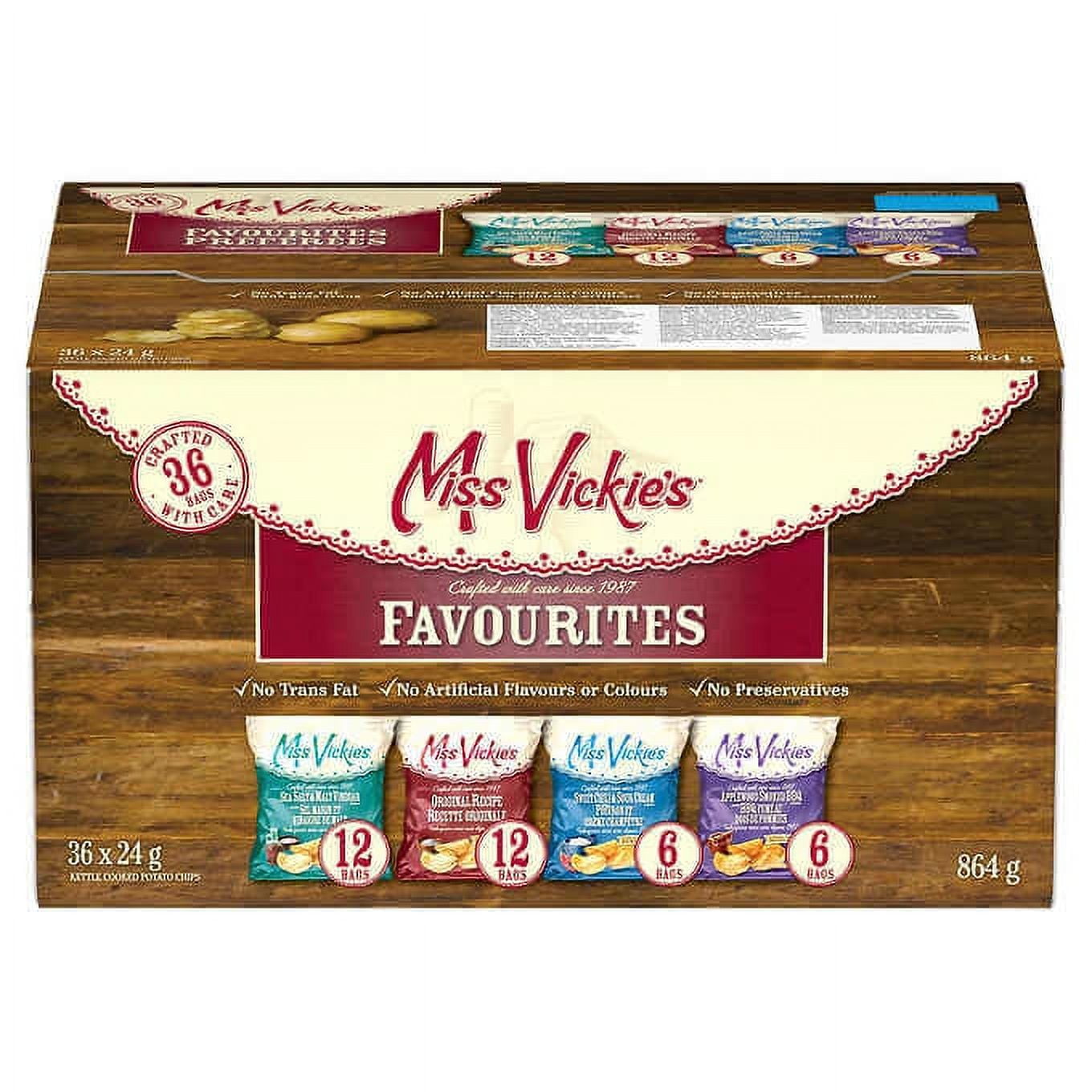 Miss Vickie's Potato Chips Variety Pack Bulk Event Pack, 36 × 24 g - (6/CASE)-TOTAL  216 BAGS