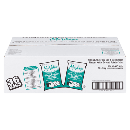 MISS VICKIES Potato Chips, Sea Salt & Malt Vinegar (Case) 36x55.0 g