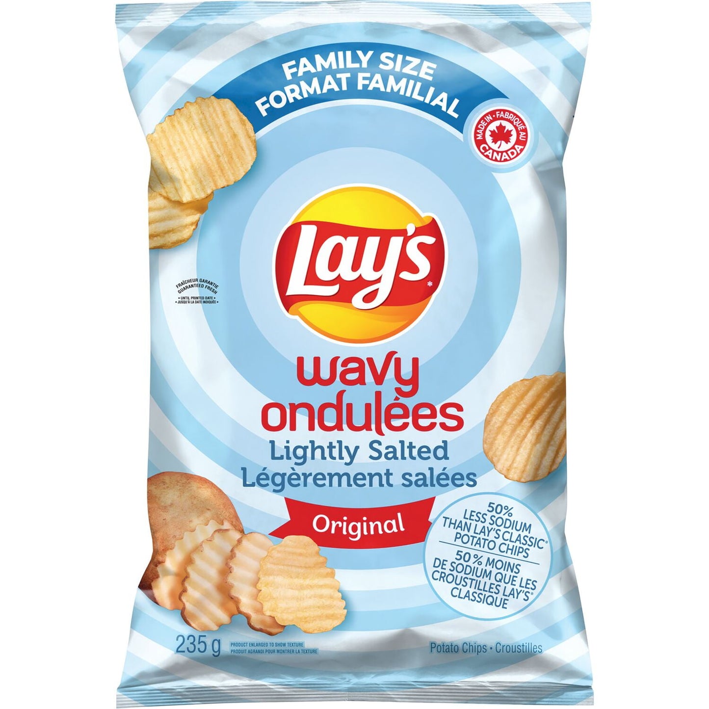 Lay's Wavy Lightly Salted Potato Chips, 235 g.