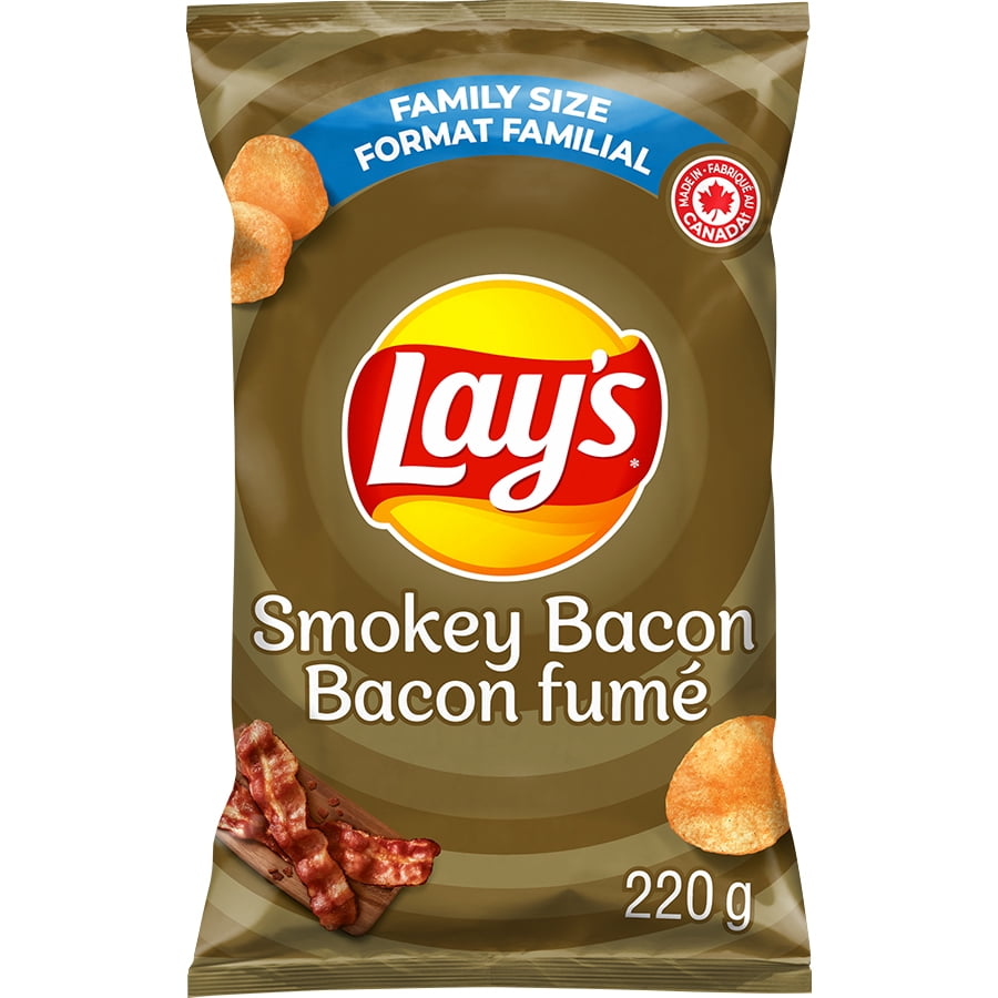 Lay's Smokey Bacon flavoured Potato Chips, 220 g.