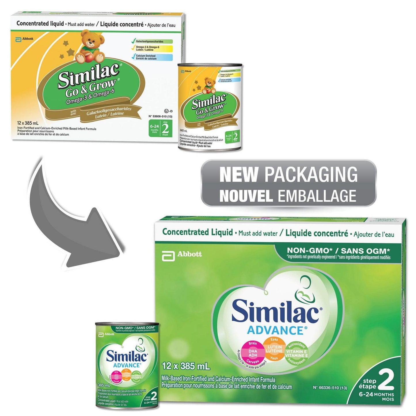 Similac Advance Step 2 非基因改造嬰兒配方奶粉,嬰兒配方奶粉,濃縮液,6-24 個月,12x385 毫升,12 x 385 毫升