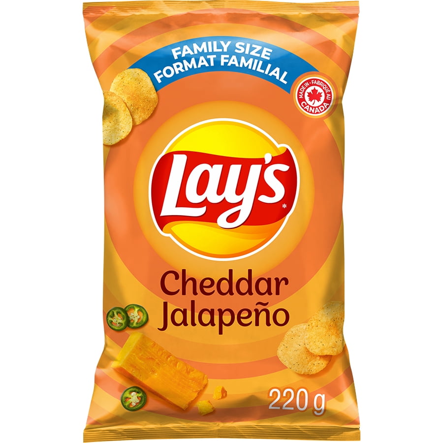 Lay's Cheddar Jalapeño flavoured Potato Chips, 220 g.
