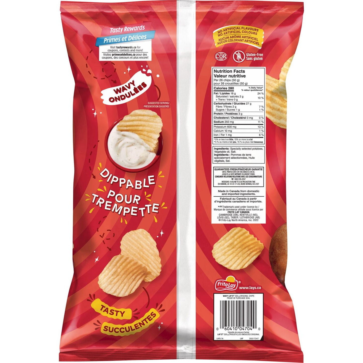 Lay's Wavy Original Potato Chips, 235 g.