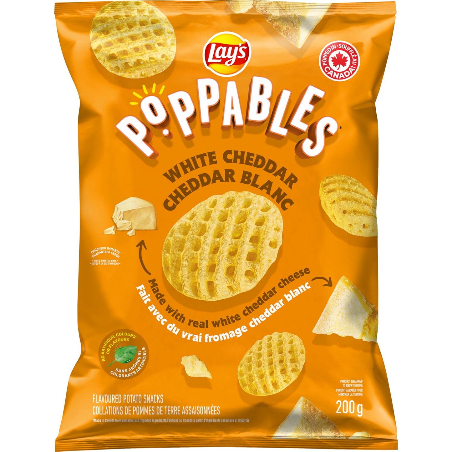 Lay's Poppables White Cheddar flavoured Potato Snacks, 200 g.