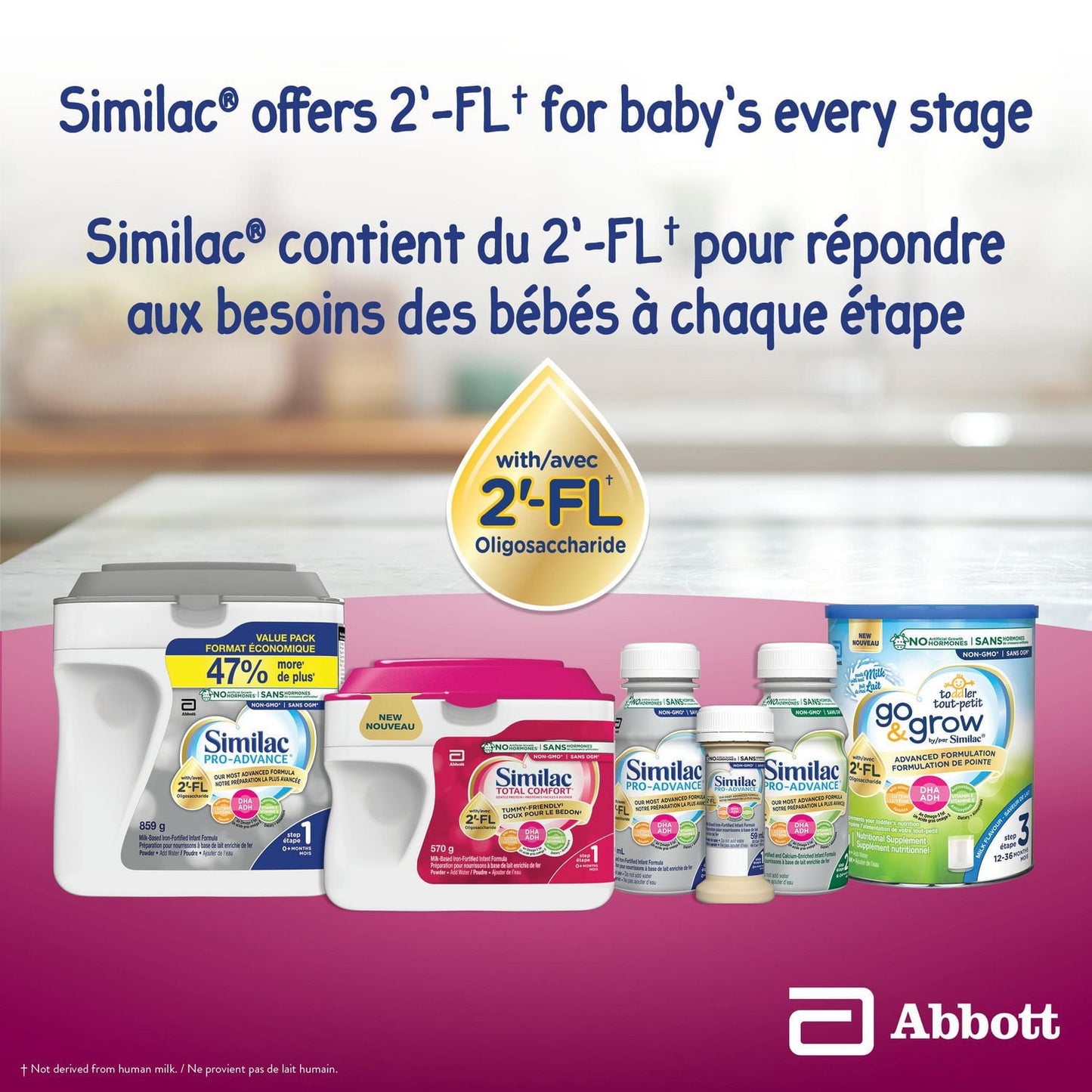 Similac Total Comfort,嬰兒配方奶粉,對胃友好,易於消化,現採用母乳啟發的創新配方 2’-FL,0+ 個月,粉劑,837 克,837 克