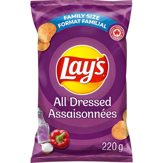 Lay's All Dressed flavoured Potato Chips, 220 g.