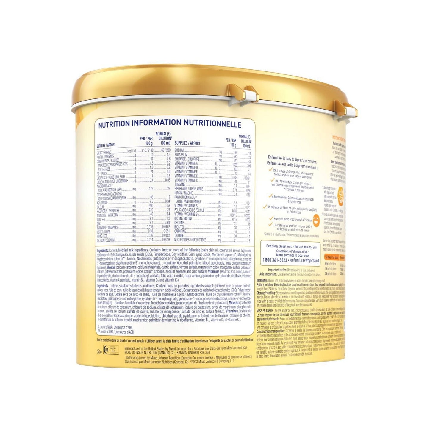 Enfamil A+, Baby Formula, Powder Tub, DHA (a type of Omega-3 fat) to help support brain development, Age 0-12 months, 663g, 663g