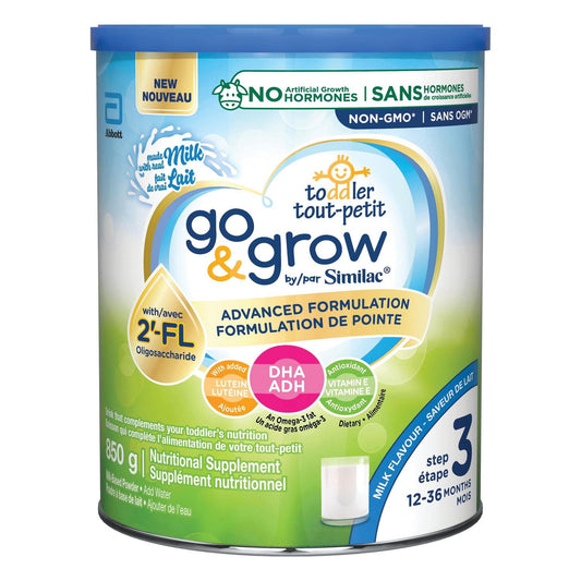 Similac Go & Grow 3 段幼儿饮料,含 2'-FL。免疫支持创新:2'-FL,粉剂,12-36 个月,牛奶味,850 克,1x850 克