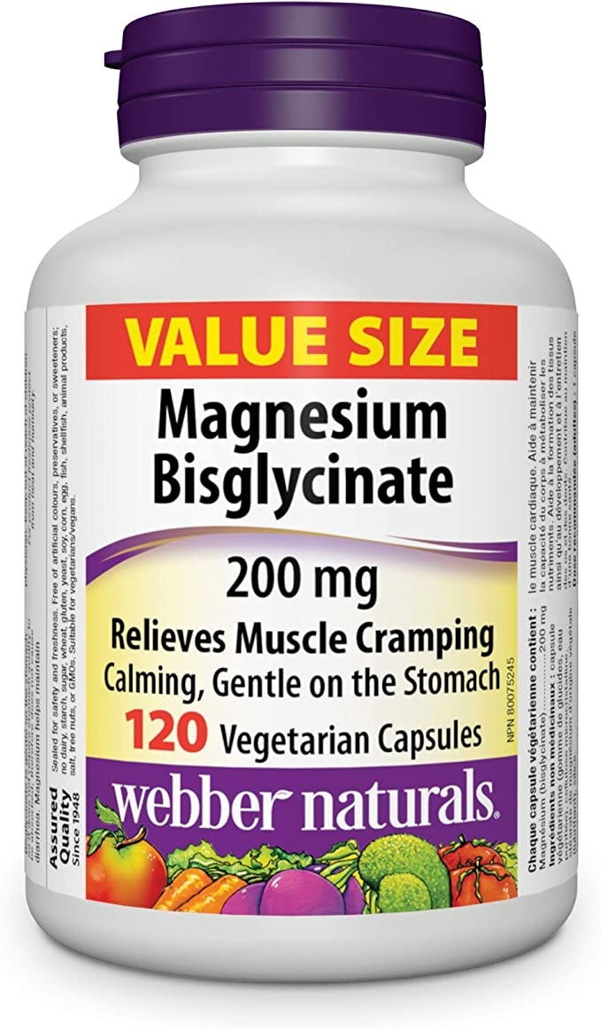Webber Naturals 雙甘氨酸鎂 200 毫克,120 粒膠囊