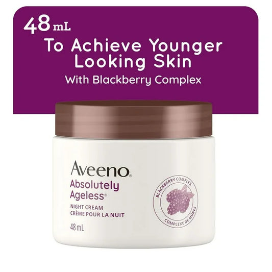 004Aveeno Absolutely Ageless 晚霜/Aveeno Absolutely Ageless 修復晚霜，抗衰老保濕霜，維生素，黑莓複合物，48 毫升