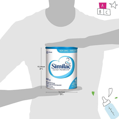 Similac Lower Iron Non-GMO Baby Formula Powder, Newborn Formula, 0+ Months, 850 grams, 850 g