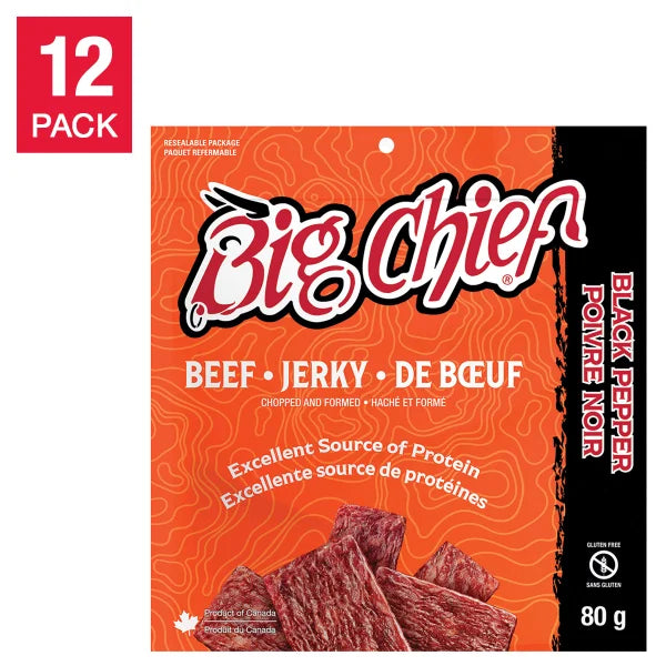 Big Chief Beef Jerky, 12 × 80 g