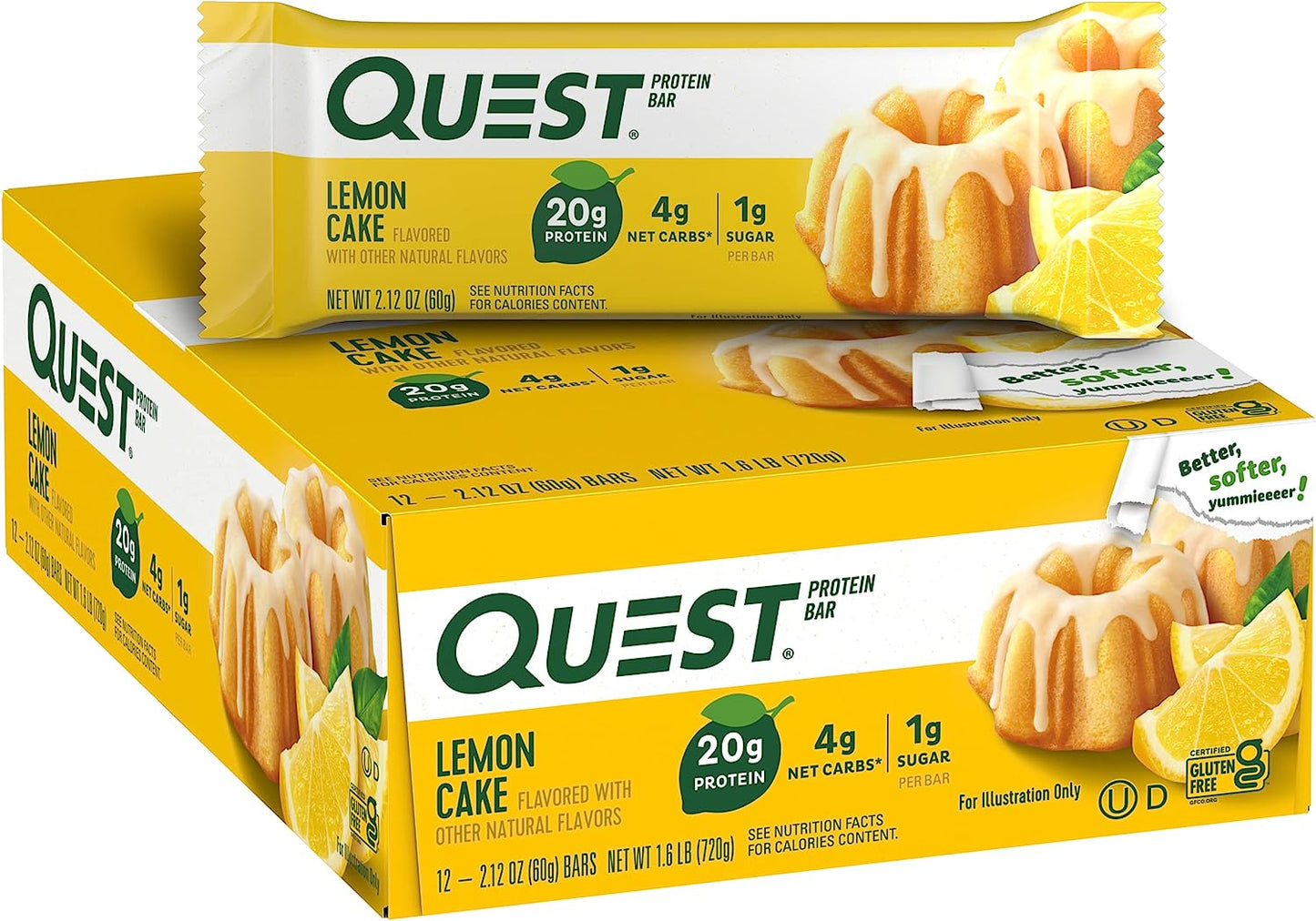 Quest Bar，檸檬蛋糕，12個/盒