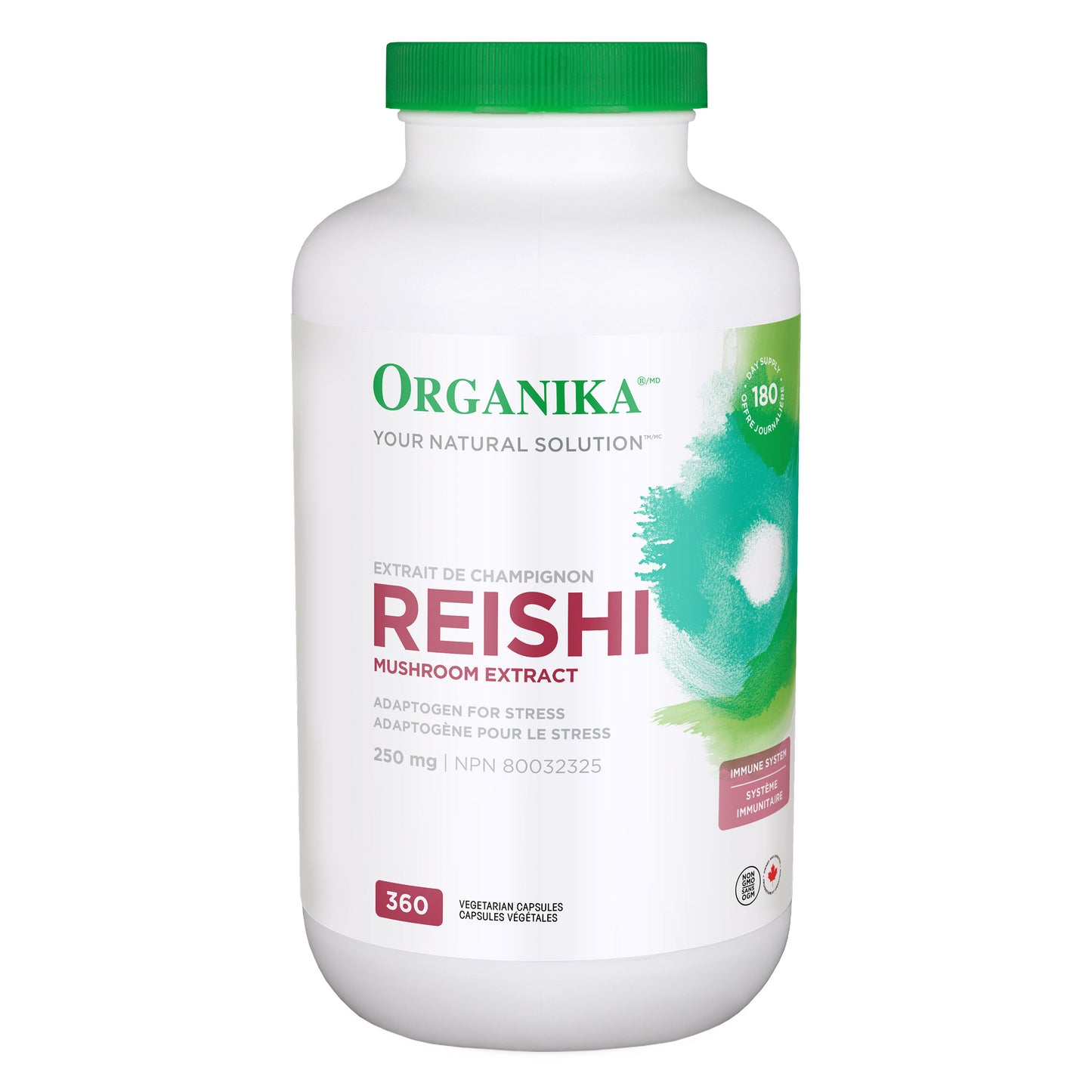 Organika灵芝提取物250毫克素食胶囊，360粒装
