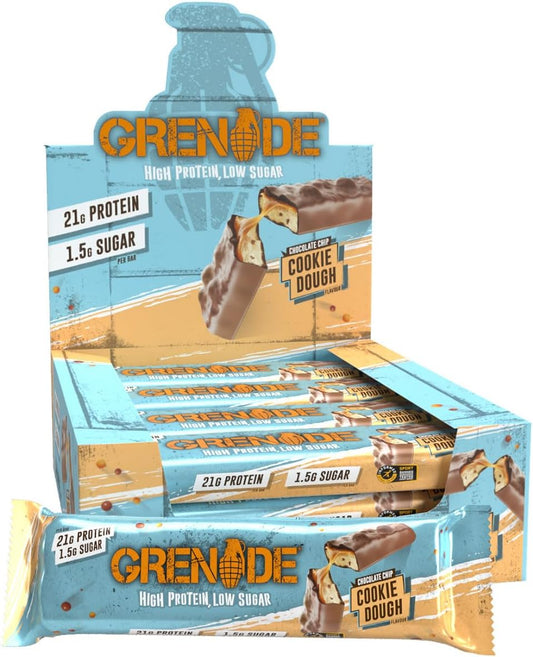 Grenade 高蛋白低碳水化合物棒，12 x 60 g - 巧克力餅乾麵團（包裝可能有所不同）