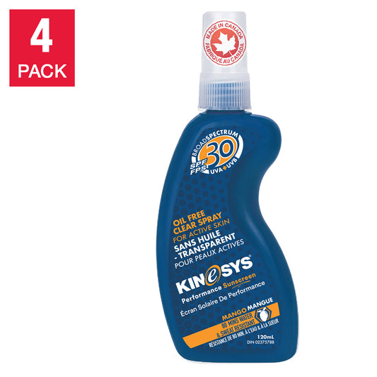 KINeSYS Mango Sunscreen Spray SPF 30, 4 x 120 mL