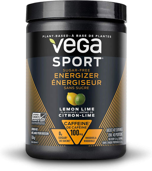 Vega Sport 無糖鍛煉前能量粉，檸檬青檸（40 份）純素鍛煉前能量粉，不含麩質，100 毫克咖啡因，非轉基因，136 克（包裝可能有所不同）