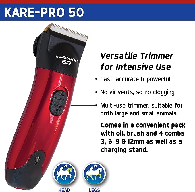 Liveryman Kare-Pro 马匹和宠物修剪器 – 钛涂层钢刀片 Kare-Pro 50