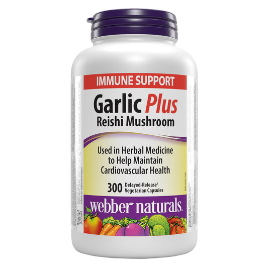 webber naturals Garlic Plus with Reishi Mushroom Extract Capsules, 300-count, 2-pack