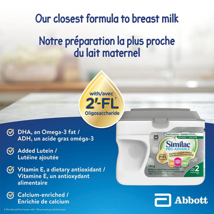 Similac Pro-Advance 第 2 步婴儿配方奶粉，我们最接近母乳的配方奶粉，含 2’-FL，易于消化，6-24 个月，奶粉，584 克，奶粉，584 克
