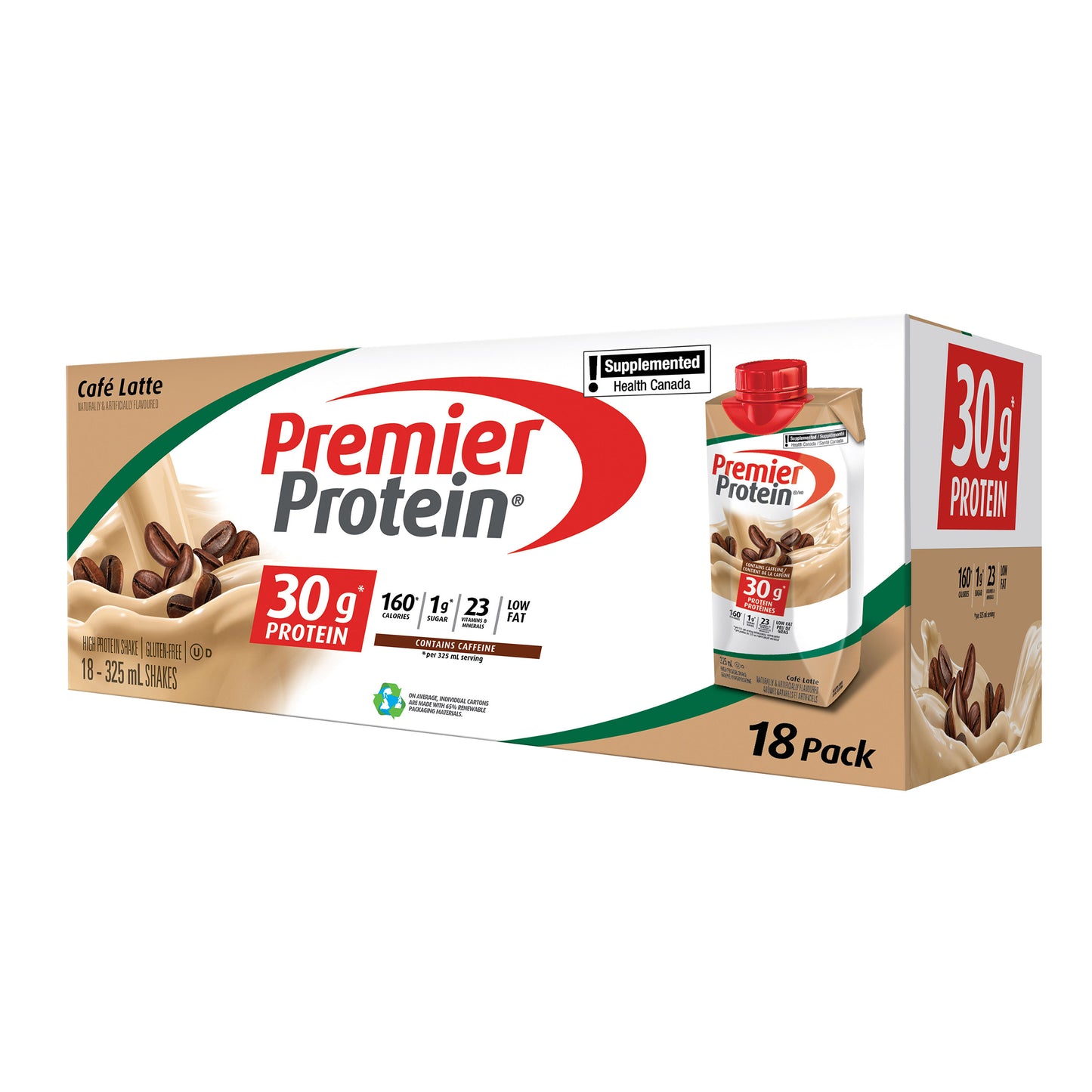 Premier Protein 高蛋白咖啡拿鐵奶昔，18 × 325 毫升