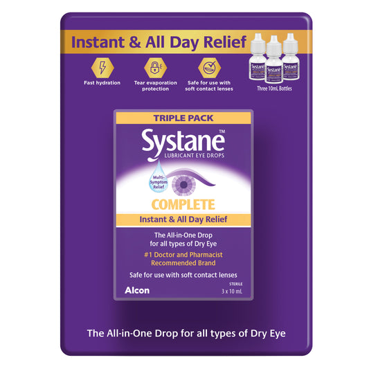 Systane 全效潤滑眼藥水，3 × 10 毫升瓶裝