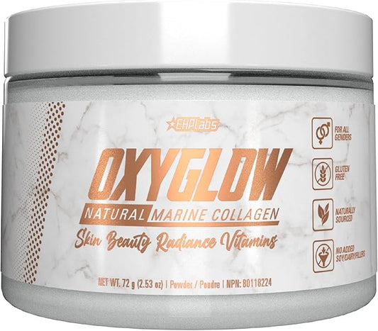 002  EHP Labs OxyGlow 天然海洋膠原蛋白粉 - 水解海洋膠原蛋白肽粉 - 增強皮膚彈性和緊緻度，加速指甲生長並強化頭髮，30 份（無味）