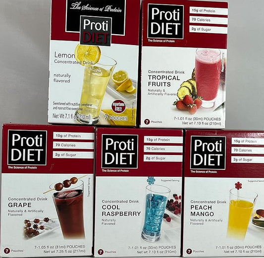 002  Being Well Essentials PROTI Diet 濃縮膠原蛋白多種裝 - 35 份 - 每種 7 份：葡萄、檸檬、熱帶水果、桃子/芒果和清涼覆盆子