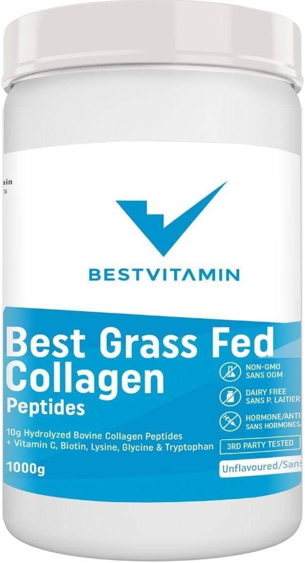 002  BestVitamin 草飼膠原蛋白勝肽，含生物素、賴氨酸 + 維生素 C，100% 純正無味粉末（1000 克（1 公斤））