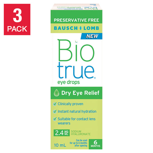 Biotrue 無防腐劑多劑量眼藥水，3 x 10 毫升