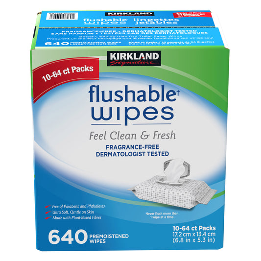 Kirkland Signature Flushable Wipes, 640 Wipes