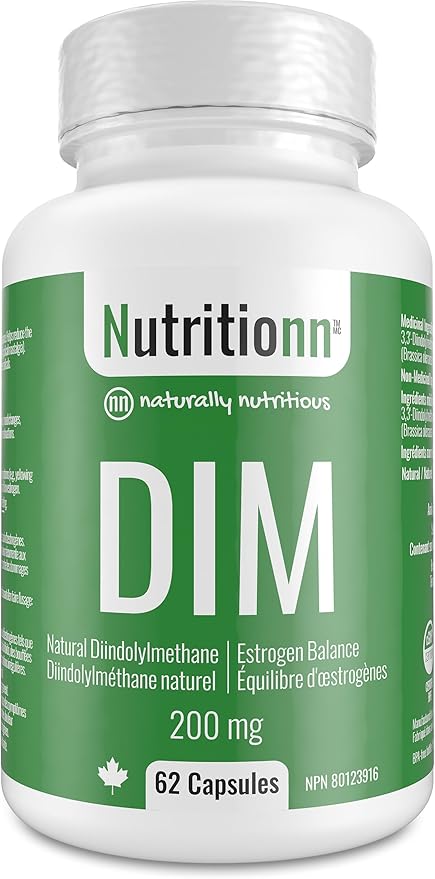 002  Nutritionn 的女性和男性 DIM 補充劑 - 促進雌激素平衡和新陳代謝 - 200 毫克天然二吲哚甲烷 (DIM) 膠囊 - 62 份