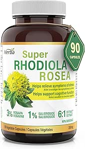 002  Herba Rhodiola Rosea 補充劑 200 毫克 - 90 粒 | 6:1 萃取物 |含有至少 3% Rosavins 和 1% 紅景天苷的紅景天補充品 |幫助緩解壓力症狀|加拿大製造