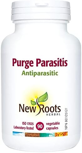 002  New Roots Herbal Purge Parasitis 膠囊，90 粒成人素食膠囊 - 用艾草、黑胡桃殼全面清除寄生蟲 - 消化和抗寄生蟲支持補充劑 - 1 瓶