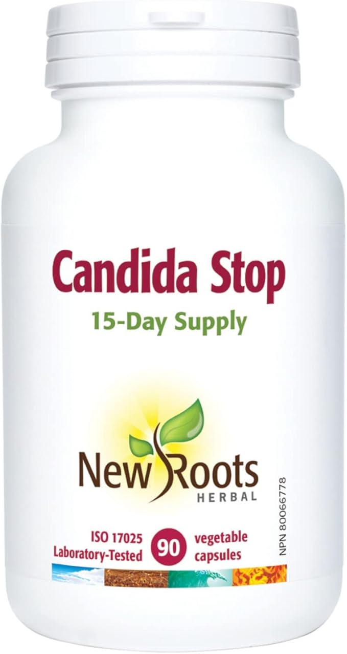 002  New Roots Herbal Candida Stop，90 粒素食膠囊念珠菌清潔補充劑 - 黑核桃和紫錐菊提取物 - 15 天念珠菌支持