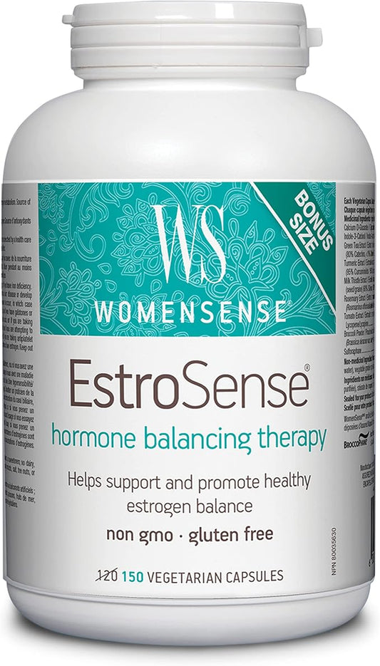 002  WomenSense EstroSense，額外容量 - 150 粒膠囊，雌激素平衡，吲哚-3-甲醇，D-葡萄糖酸鈣，薑黃，水飛薊，30 粒額外膠囊，50 天供應量，激素平衡