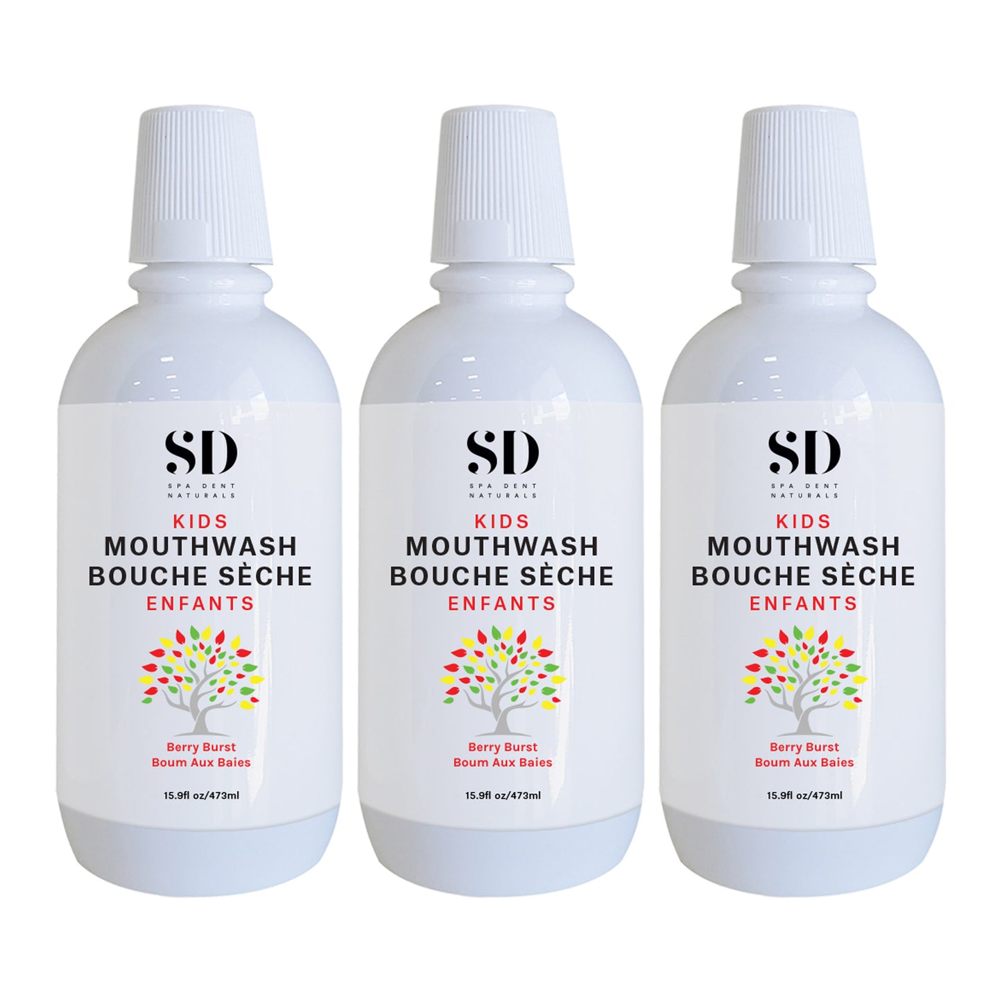 Spa Dent Naturals Kids Fluoride-free Mouthwash - Berry Burst, 3 x 473 mL